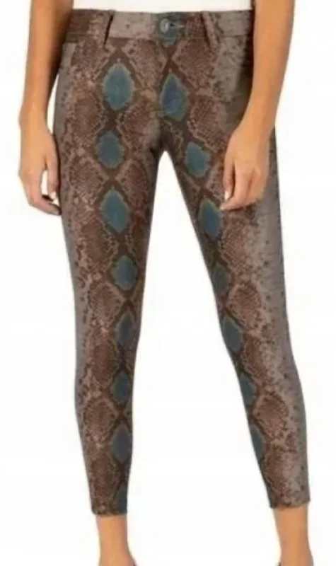 Donna Ankle Skinny In Tan Python Print