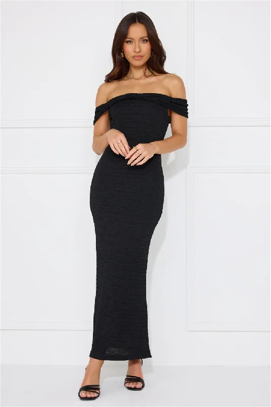 Fashion Fantasy Off Shoulder Maxi Dress Black