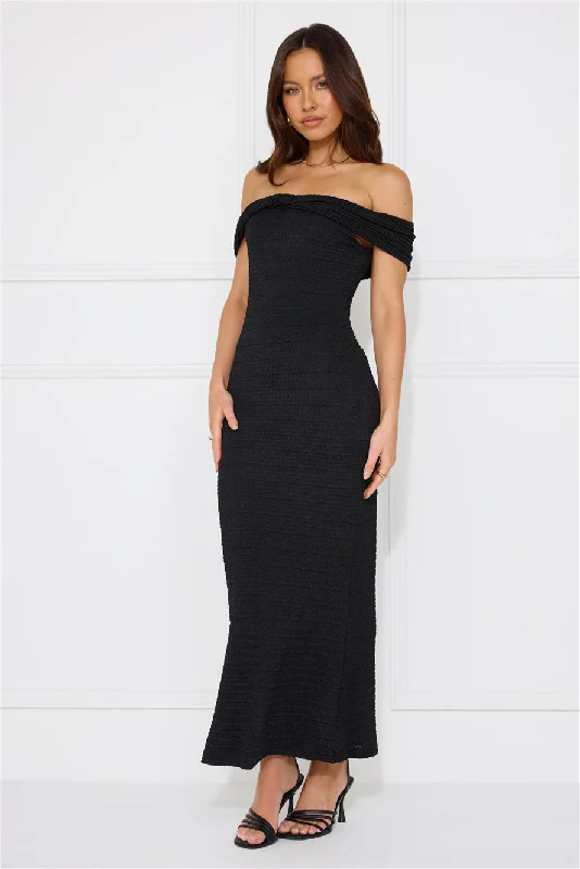 Fashion Fantasy Off Shoulder Maxi Dress Black