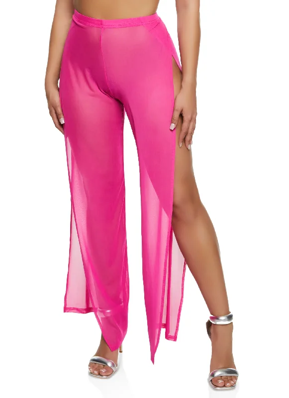 Daisy Mesh Open Side Wide Leg Pants