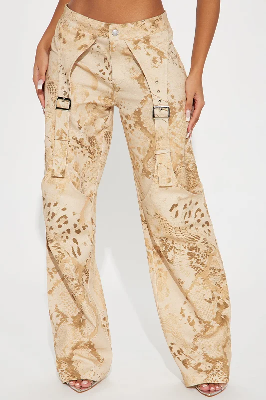 Gia Mid Rise Wide Leg Pant - Taupe/combo