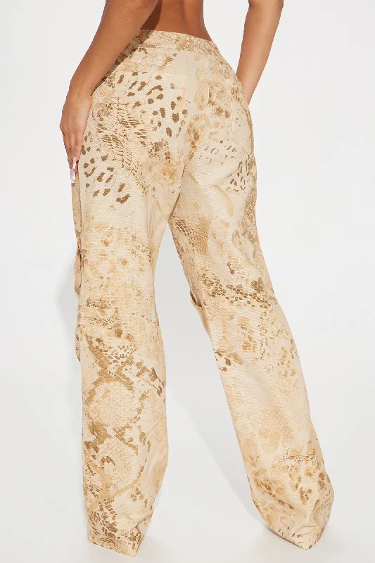 Gia Mid Rise Wide Leg Pant - Taupe/combo