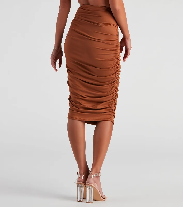 Gorgeous Silhouette Ruched Midi Skirt