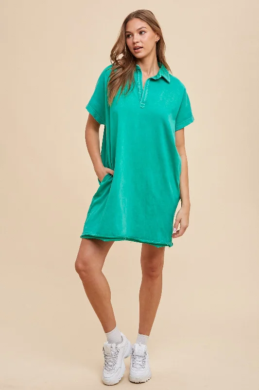 Green Mineral Washed French Terry Dress