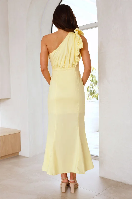 Groove To It One Shoulder Maxi Dress Yellow