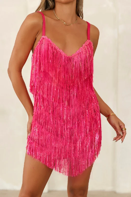 HELLO MOLLY Music Festival Sequin Mini Dress Pink