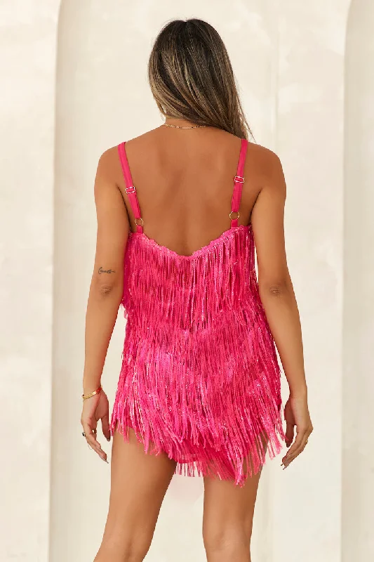 HELLO MOLLY Music Festival Sequin Mini Dress Pink