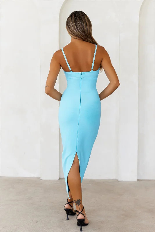 HELLO MOLLY Perfect Entrance Bandage Midi Dress Aqua