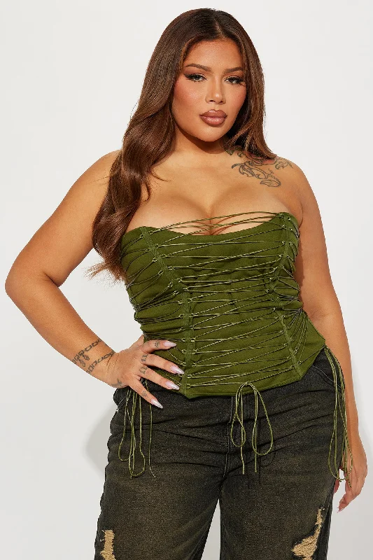 Hot List Strappy Corset top - Olive