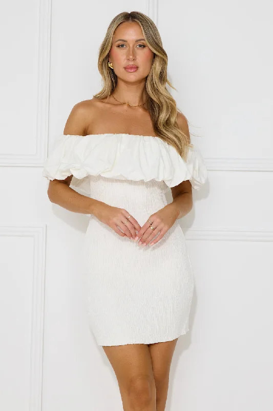 Island Breeze Off Shoulder Mini Dress White