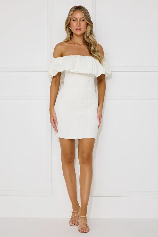 Island Breeze Off Shoulder Mini Dress White