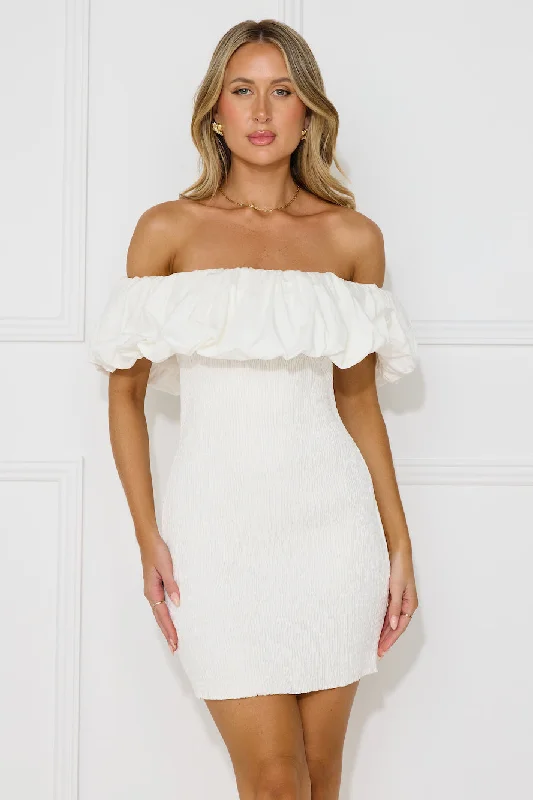 Island Breeze Off Shoulder Mini Dress White