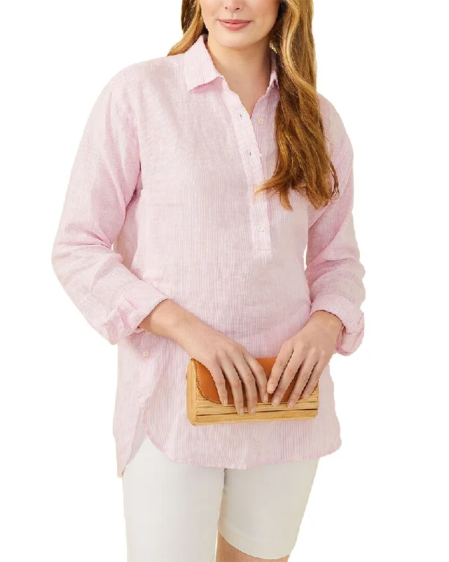 J.McLaughlin Stripe Fallon Linen Blouse