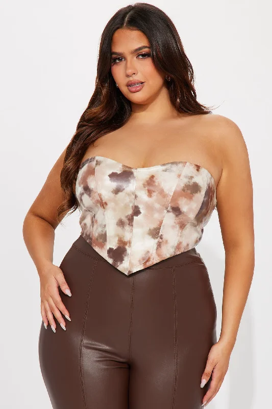 Kimora Faux Leather Corset - Cream/combo