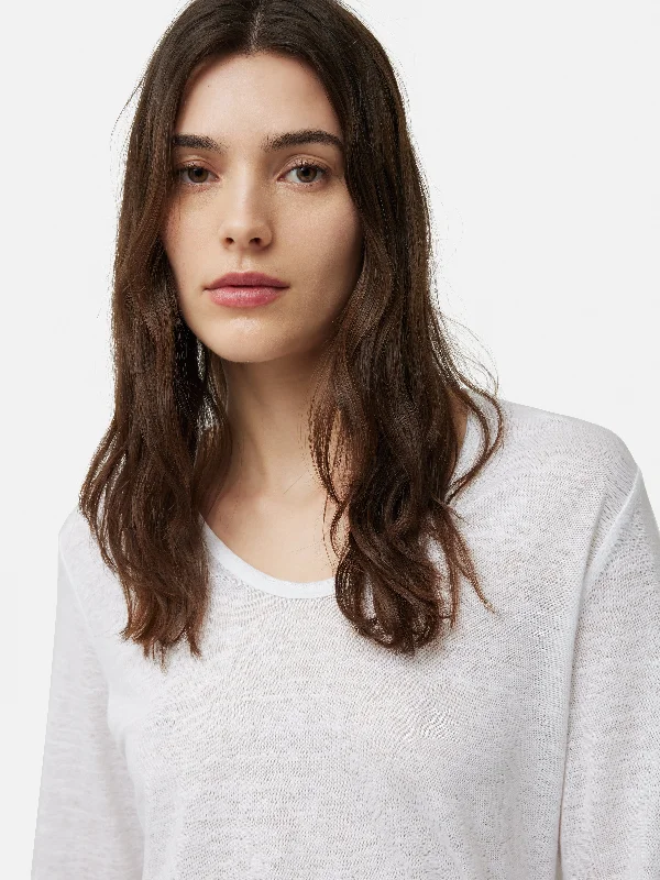 Linen Eden Long Sleeve Tee | White