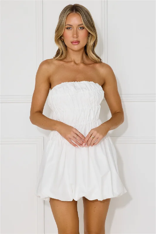 Maddi Strapless Bubble Mini Dress White