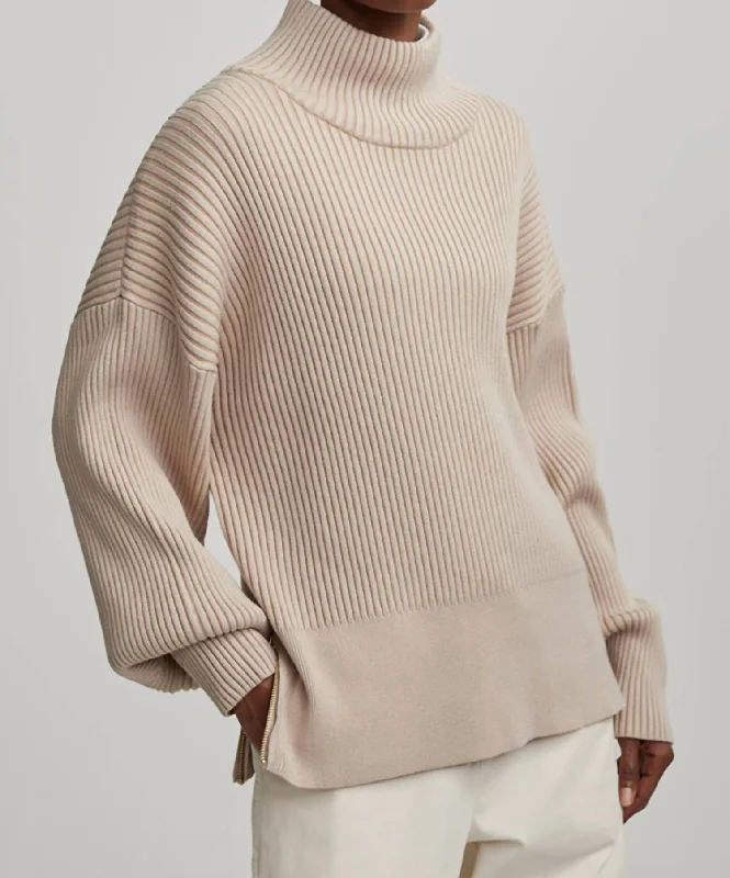 Mayfair Mock Neck Knit In Cement