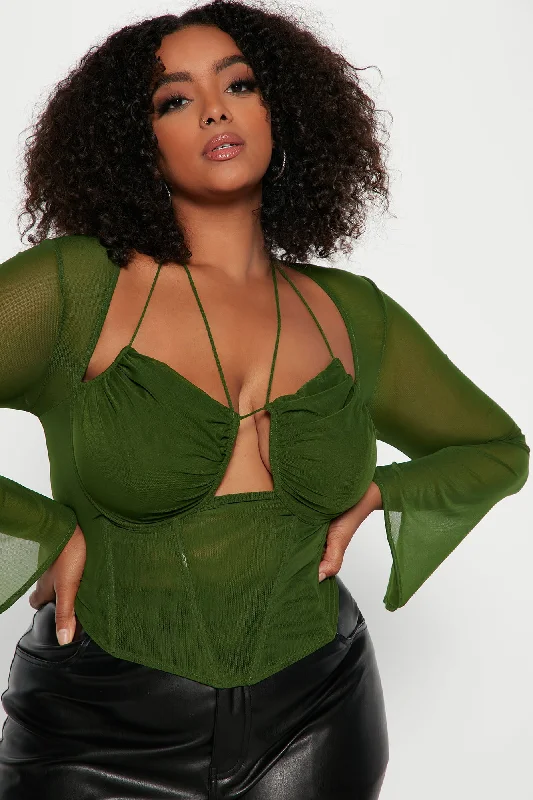 Melanie Mesh Corset Top - Olive