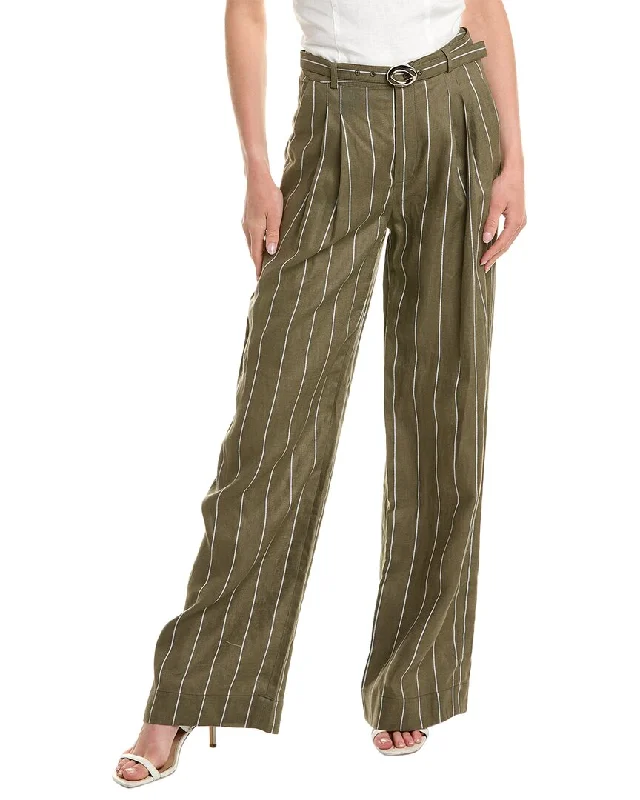 Nicholas Calista Belted Wide Leg Linen-Blend Pant