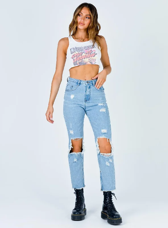 Erissa Knee Rip Jeans Light Wash Denim