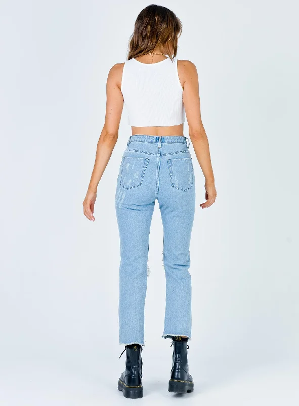 Erissa Knee Rip Jeans Light Wash Denim