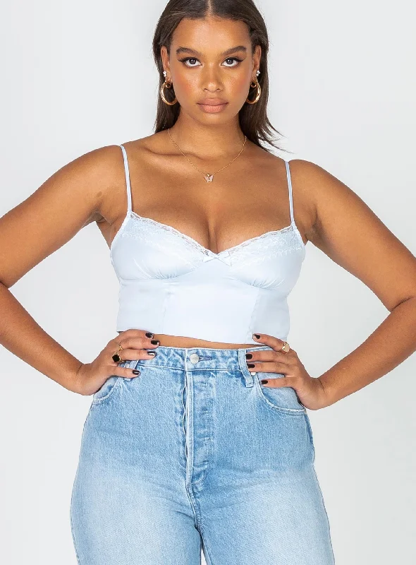 Old School Love Crop Top Blue