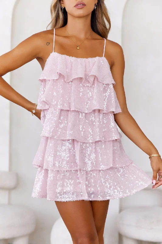 Party Glitz Sequin Mini Dress Pink