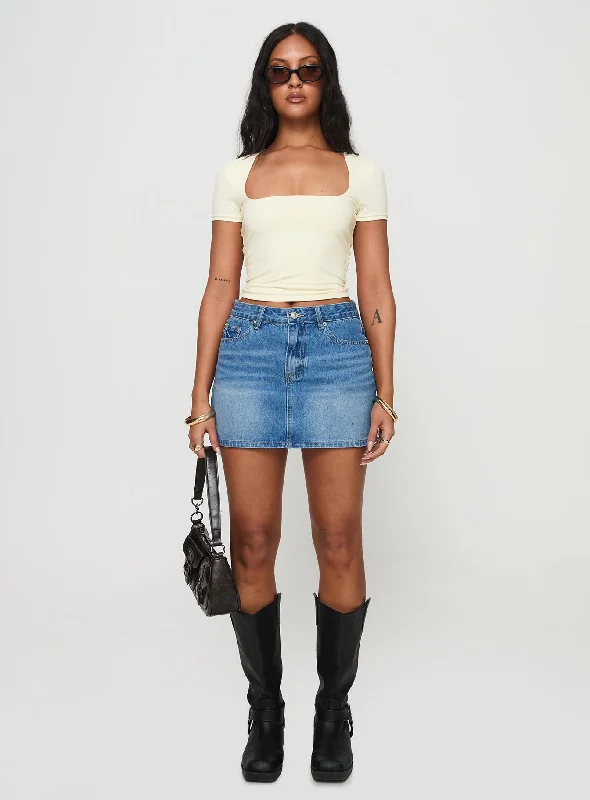 Paulette Denim Mini Skirt Light Wash