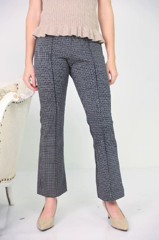 Petite High Rise Flare Leg Pintuck Pants (Navy)