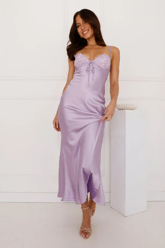 Piece Of Perfection Satin Maxi Dress Lilac