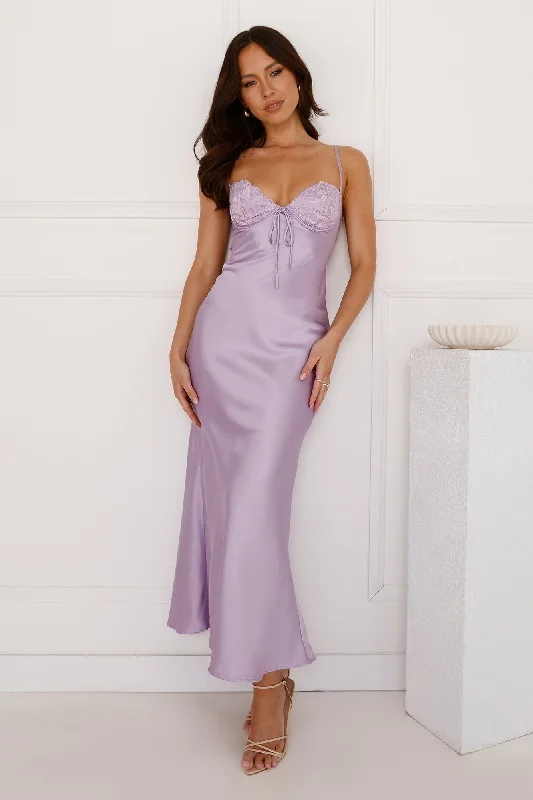 Piece Of Perfection Satin Maxi Dress Lilac