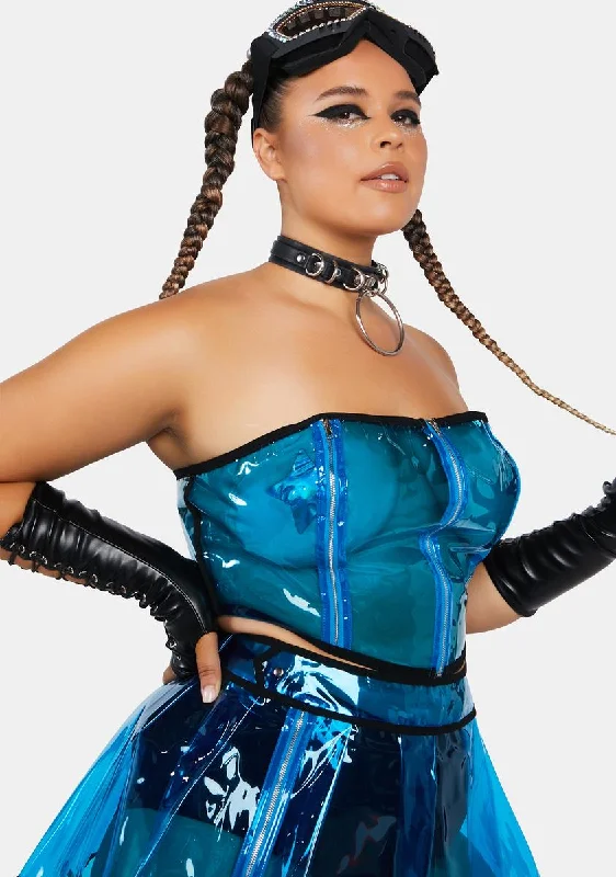 Plus Cobalt Astro Vision Vinyl Corset Top