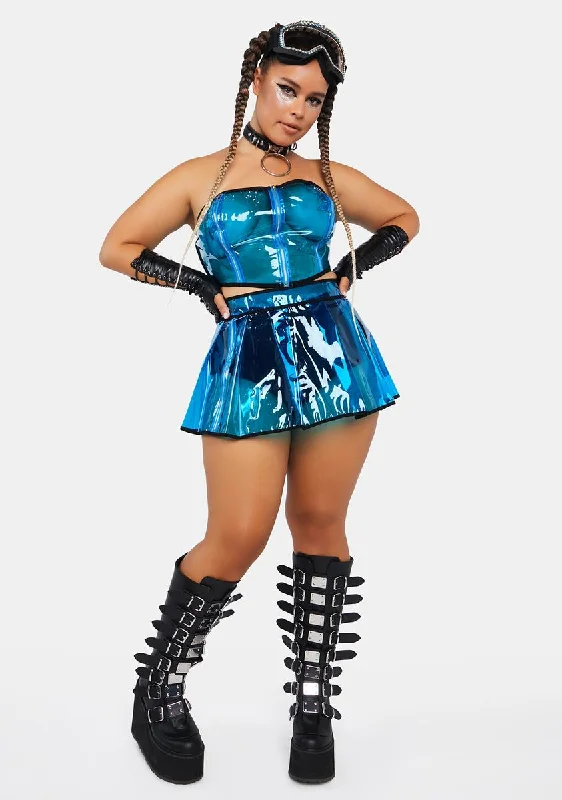 Plus Cobalt Astro Vision Vinyl Corset Top