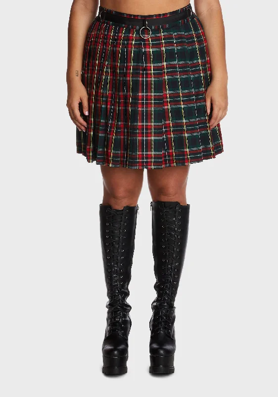 Plus Crimson Dress Code Plaid Skirt