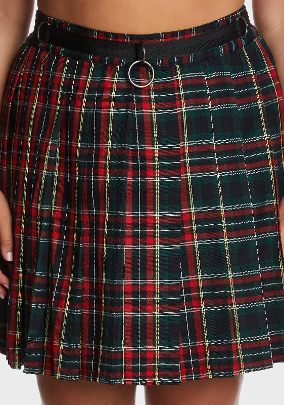 Plus Crimson Dress Code Plaid Skirt