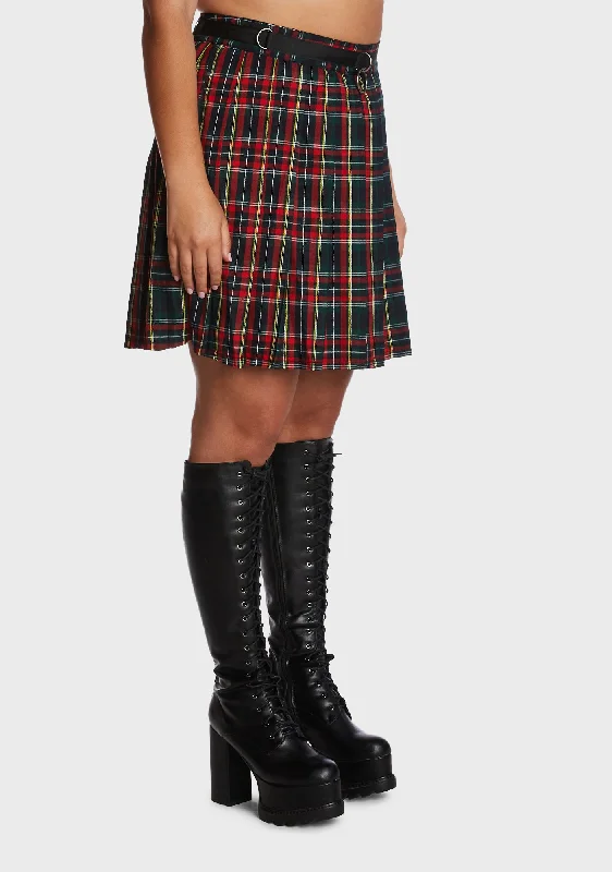 Plus Crimson Dress Code Plaid Skirt