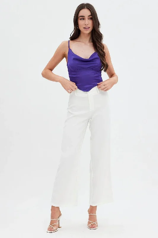 Purple Sleeveless Satin Cami Top