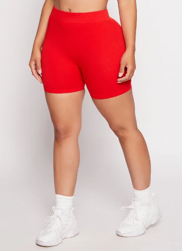 Ribbed Knit Seamless Cycling Shorts