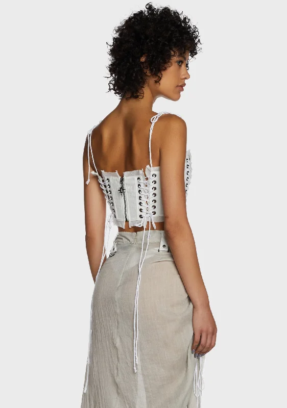 Replay Multi Lace-Up Corset Top - White