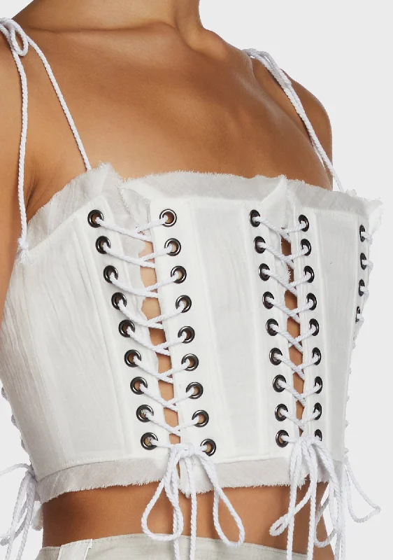 Replay Multi Lace-Up Corset Top - White