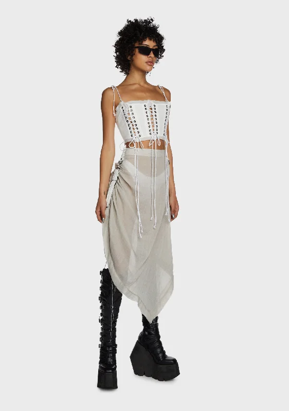 Replay Multi Lace-Up Corset Top - White