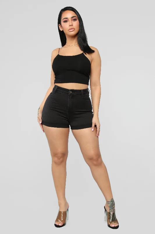 Rock Solid Denim Shorts - Black