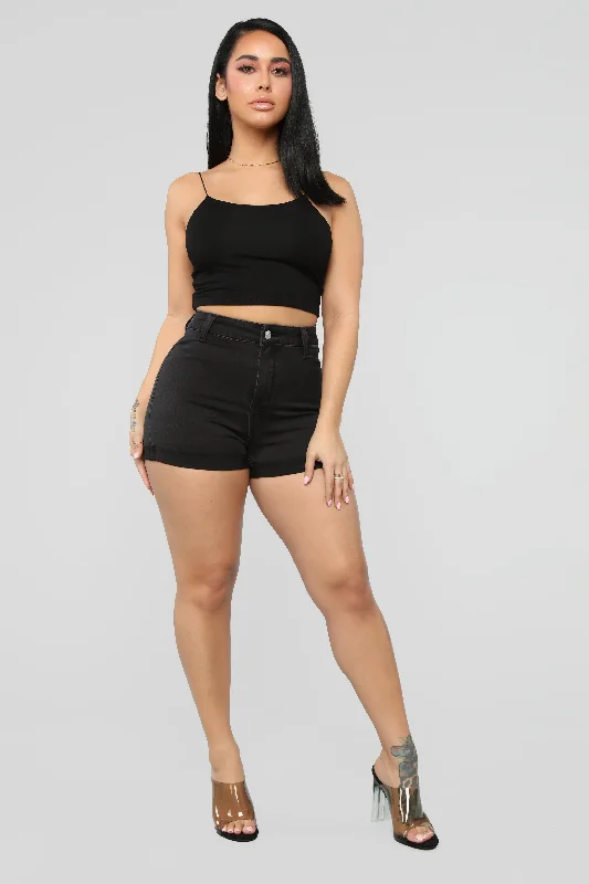 Rock Solid Denim Shorts - Black