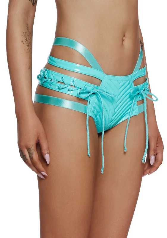 Rude Awakening Lace-Up Shorts - Teal