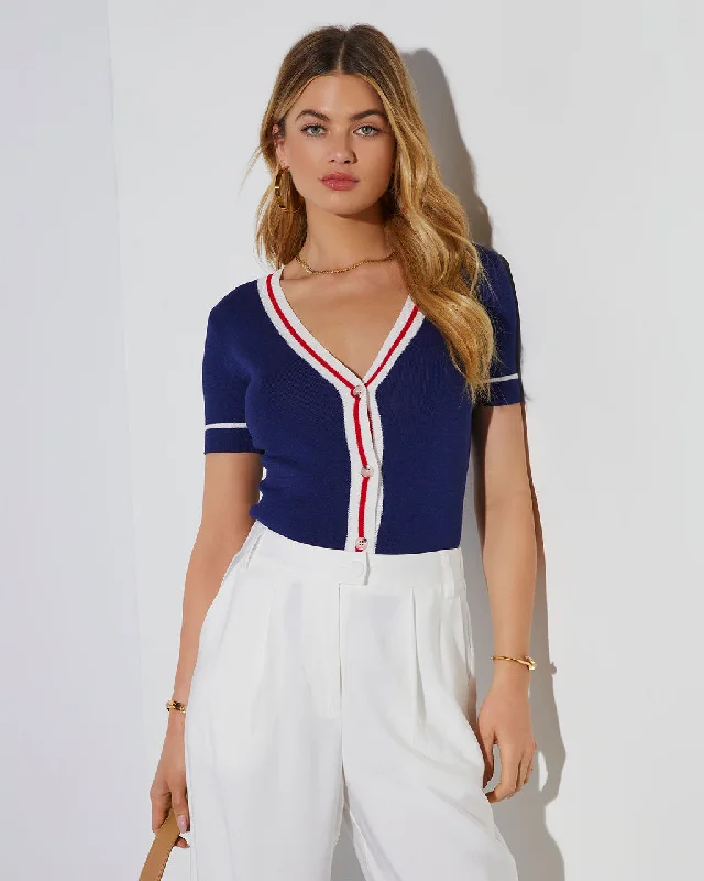 Shulmas Striped Short Sleeve Button Up Top