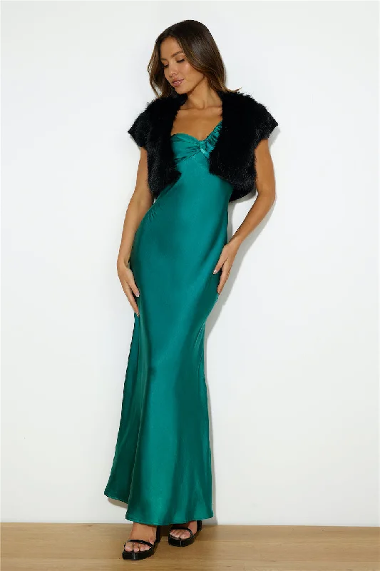 Silk Statement Satin Maxi Dress Teal