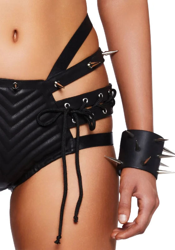 Spiked Rude Awakening Lace-Up Shorts