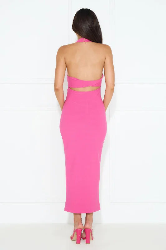 Straight Back To You Halter Maxi Dress Pink