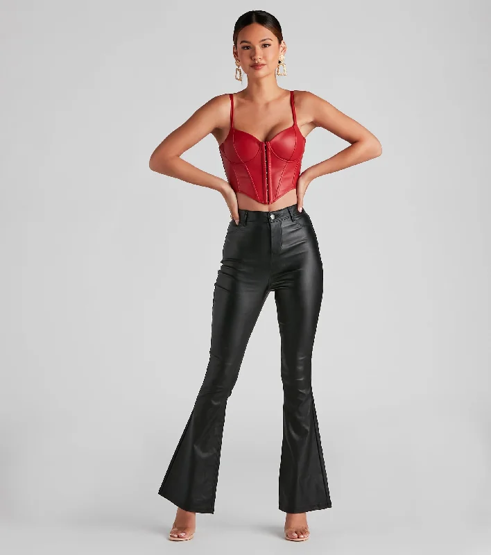 Stylish Flare High-Rise Coated Pants