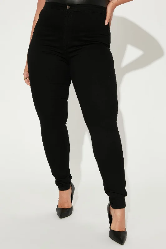 Super High Waist Denim Skinnies - Black